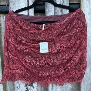 Free people red lace mini skirt